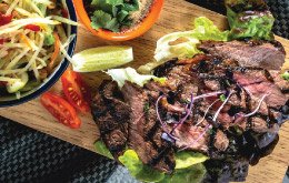 BBQ Beef with papaya salad
